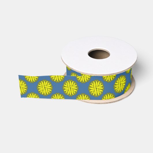 Geel bloemlint door Kenneth Yoncich Grosgrain Lint (Spoel)