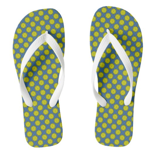 Geel bloemlint door Kenneth Yoncich Teenslippers (Voetbed)