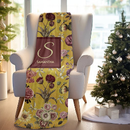  geel bloemmonogram fleece deken