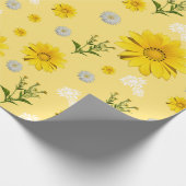 Geel bloemmotief inpakpapier (Hoek)