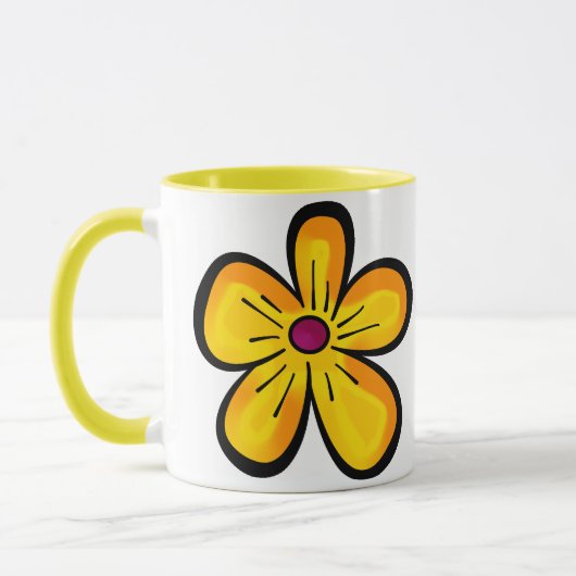 Geel bloemmotief mok (Links)
