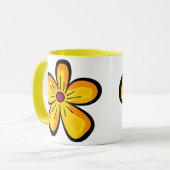 Geel bloemmotief mok (Voorkant links)