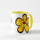 Geel bloemmotief mok (Voorkant rechts)