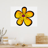 Geel bloemmotief poster (Keuken)