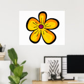 Geel bloemmotief poster (Thuiskantoor)