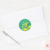 Geel bloemontwerp Gift business branding Ronde Sticker (Envelop)