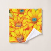 Geel bloempatroon bad handdoek (Wasdoekje)
