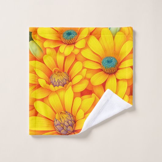 Geel bloempatroon bad handdoek (Wasdoekje)