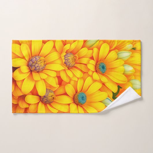Geel bloempatroon bad handdoek (Handdoek)