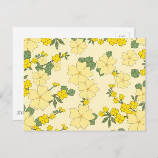 geel bloempatroon briefkaart (Voorkant / Achterkant)