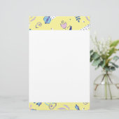 Geel bloempatroon briefpapier (Staand voorkant)