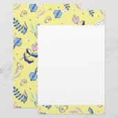 Geel bloempatroon briefpapier (Voorkant / Achterkant)