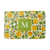 Geel Bloempatroon - gepersonaliseerd monogram Badmat (Voorkant)