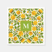 Geel Bloempatroon - gepersonaliseerd monogram Servet (Voorkant)
