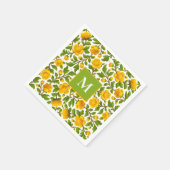 Geel Bloempatroon - gepersonaliseerd monogram Servet (Hoek)
