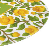 Geel Bloempatroon - gepersonaliseerd monogram Snijplank (Hoek)