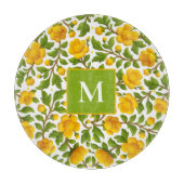 Geel Bloempatroon - gepersonaliseerd monogram Snijplank (Voorkant)