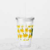Geel Bloempatroon Handgetekende Naam Monogram Acryl Drinkbeker (Rechts)