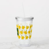Geel Bloempatroon Handgetekende Naam Monogram Acryl Drinkbeker (Links)