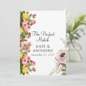 Geel Bloempatroon Huwelijksuitnodiging Kaarten (Staand voorkant)