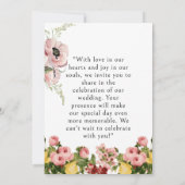 Geel Bloempatroon Huwelijksuitnodiging Kaarten (Achterkant)