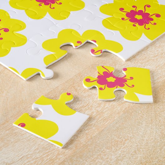 Geel bloempatroon legpuzzel (Zijkant)