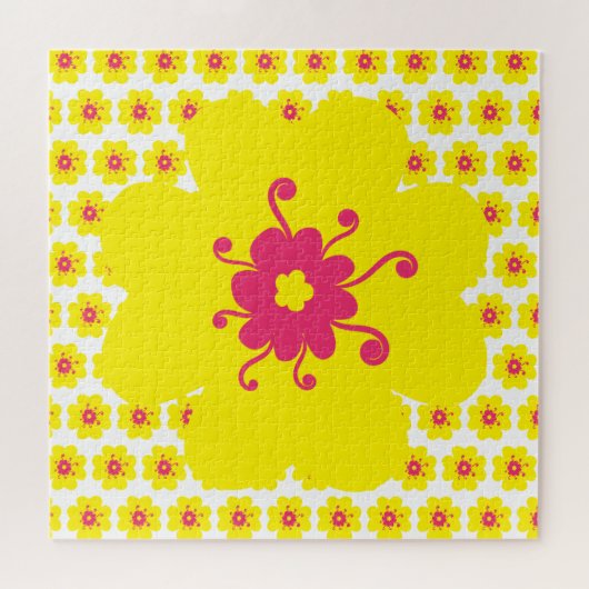 Geel bloempatroon legpuzzel (Horizontaal)