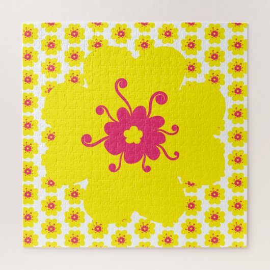 Geel bloempatroon legpuzzel (Verticaal)