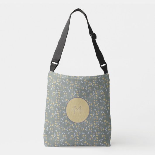 Geel Bloempatroon met Monogram Crossbody Tas (Voorkant)