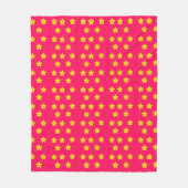 Geel bloempatroon op roze fleece deken (Voorkant)