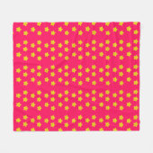 Geel bloempatroon op roze fleece deken (Voorkant (Horizontaal))