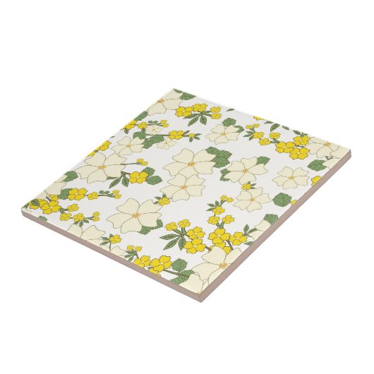 geel bloempatroon tegeltje (Zijkant)