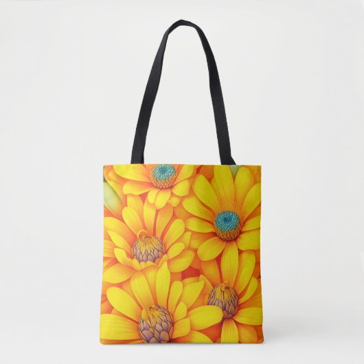 Geel bloempatroon tote bag (Voorkant)