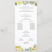 Geel bloemschilderwerk Boeket Bruiloftsprogramma Programmakaart (Achterkant)