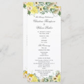 Geel bloemschilderwerk Boeket Bruiloftsprogramma Programmakaart (Voorkant / Achterkant)