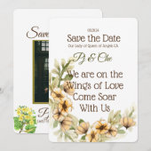 Geel bloemthema red de datum save the date (Voorkant / Achterkant)