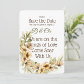 Geel bloemthema red de datum save the date (Staand voorkant)