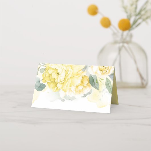 Geel Bloesem Botanische Bruiloft Plaats Kaart Plaatskaartje (Achterkant)