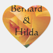 Geel blozen Roos bruiloft Hart Sticker (Voorkant)