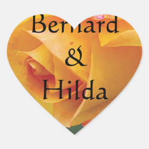 Geel blozen Roos bruiloft Hart Sticker