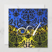 GEEL BLUE SAPPHIRE ZWARTE DAMASKMONOGRAM KAART (Voorkant)