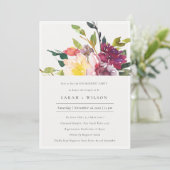 Geel Blush Burgundy Floral Verloving Invite Bedankkaart (Staand voorkant)