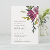 Geel Blush Burgundy Floral Verloving Invite Bedankkaart (Staand voorkant)