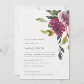 Geel Blush Burgundy Floral Vrijgezellenfeest Invit Bedankkaart (Voorkant)