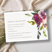 Geel Blush Burgundy Floral Wedding Reception Informatiekaartje