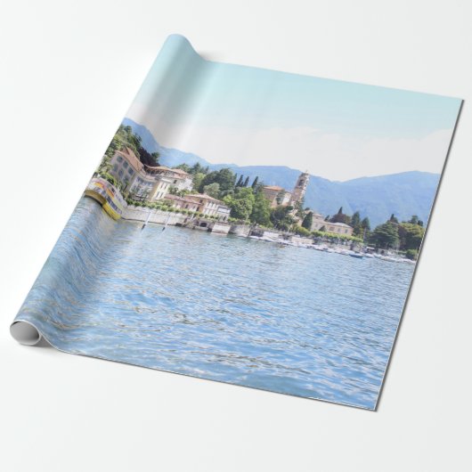 GEEL BOAT GEDOCKEERD NEAIRE BOUW CADEAUPAPIER (Uitgerold)