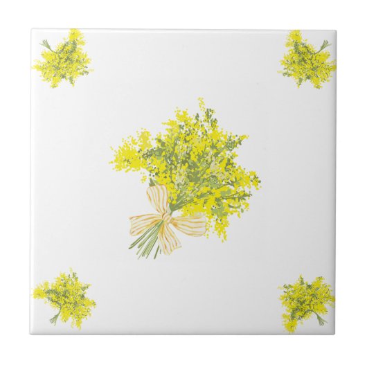 Geel boeket decoratieve Tegel Tegeltje (Voorkant)