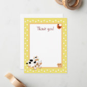 Geel Boerderij Baby Moo Koe Vat Dank u wel Notitiekaartje (Voorkant / Achterkant in situ)