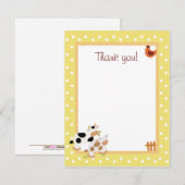 Geel Boerderij Baby Moo Koe Vat Dank u wel Notitiekaartje (Voorkant / Achterkant)