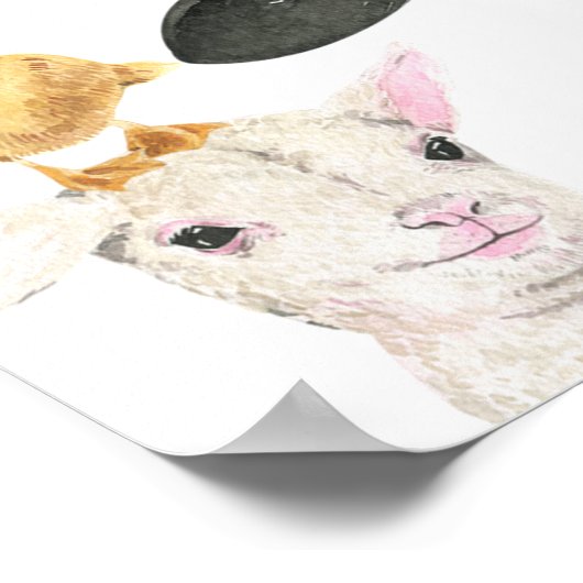 Geel Boerderij Dierlijk Baby shower Welkomstteken Poster (Hoek)